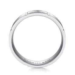 Clearance Gabriel & Co. Henry - 14K White Gold 6mm - Checkerboard Pattern Men's Wedding Band in Satin Finish
