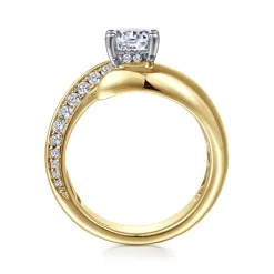 Best Gabriel & Co. Hepburn - 14K White-Yellow Gold Round Bypass Diamond Engagement Ring