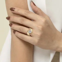 Best Gabriel & Co. Hepburn - 14K White-Yellow Gold Round Bypass Diamond Engagement Ring