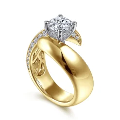 Best Gabriel & Co. Hepburn - 14K White-Yellow Gold Round Bypass Diamond Engagement Ring