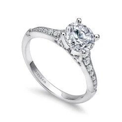 Sale Gabriel & Co. Hollis - 14K White Gold Round Diamond Engagement Ring