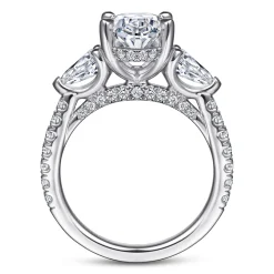 Hot Gabriel & Co. Holloway - 14K White Gold Oval 3 Stone Diamond Engagement Ring