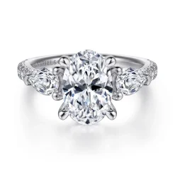 Hot Gabriel & Co. Holloway - 14K White Gold Oval 3 Stone Diamond Engagement Ring