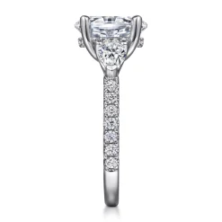 Hot Gabriel & Co. Holloway - 14K White Gold Oval 3 Stone Diamond Engagement Ring