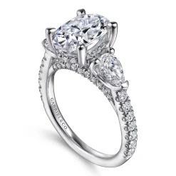 Hot Gabriel & Co. Holloway - 14K White Gold Oval 3 Stone Diamond Engagement Ring