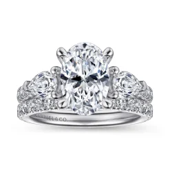 Hot Gabriel & Co. Holloway - 14K White Gold Oval 3 Stone Diamond Engagement Ring