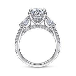 Outlet Gabriel & Co. Holloway - 18K White Gold Round 3 Stone Diamond Engagement Ring