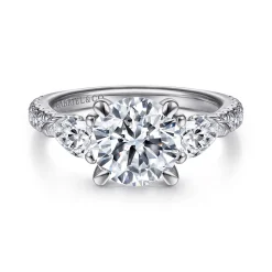 Outlet Gabriel & Co. Holloway - 14K White Gold Round 3 Stone Diamond Engagement Ring