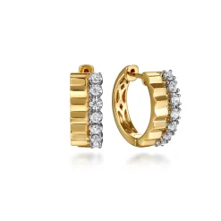 Best Gabriel & Co. Huggie Earrings 14K White and Yellow Gold Diamond 0.35ct
