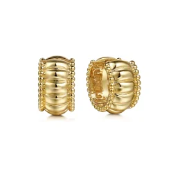 New Gabriel & Co. Huggie Earrings 14K Yellow Gold Diamond 15mm Bujukan
