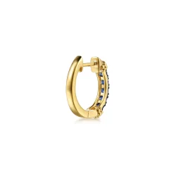 Hot Gabriel & Co. Huggie Earrings 14K Yellow Gold Blue Sapphire 15mm Bujukan