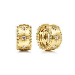 Sale Gabriel & Co. Huggie Earrings 14K Yellow Gold Diamond 0.15ct 15mm Bujukan