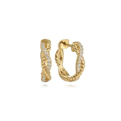 Clearance Gabriel & Co. Huggie Earrings 14K Yellow Gold Diamond 0.16ct 15mm