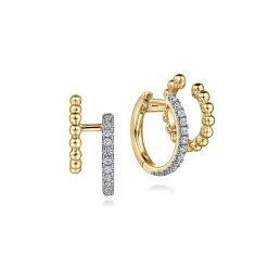 Best Gabriel & Co. Huggie Earrings Stuggies 14K Yellow Gold Diamond 0.35ct Bujukan