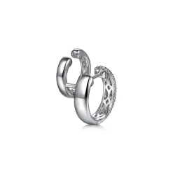 Outlet Gabriel & Co. Huggie Earrings Stuggies 925 Sterling Silver White Sapphire Bujukan