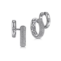 Outlet Gabriel & Co. Huggie Earrings Stuggies 925 Sterling Silver White Sapphire Bujukan