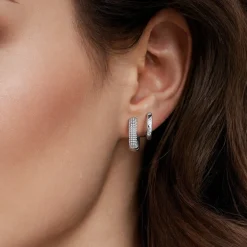 Outlet Gabriel & Co. Huggie Earrings Stuggies 925 Sterling Silver White Sapphire Bujukan