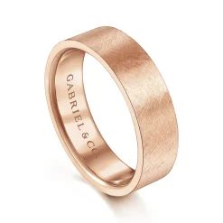Best Gabriel & Co. Ian - 14K Rose Gold 6mm - Men's Wedding Band in Brushed Finish