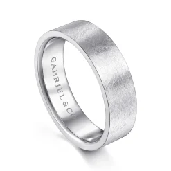 Best Gabriel & Co. Ian - 14K White Gold 6mm - Men's Wedding Band in Brushed Finish