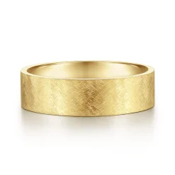 New Gabriel & Co. Ian - 14K Yellow Gold 6mm - Men's Wedding Band in Brushed Finish