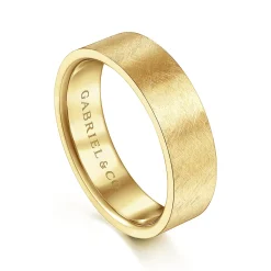 New Gabriel & Co. Ian - 14K Yellow Gold 6mm - Men's Wedding Band in Brushed Finish