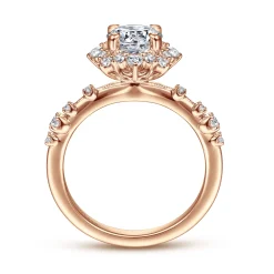 Gabriel & Co. Idalia - 14K Rose Gold Fancy Halo Round Diamond Engagement Ring
