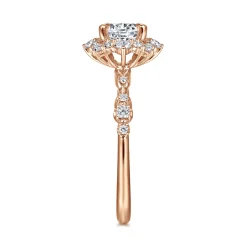 Gabriel & Co. Idalia - 14K Rose Gold Fancy Halo Round Diamond Engagement Ring