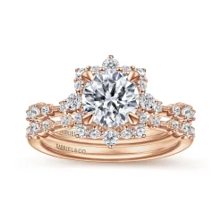 Gabriel & Co. Idalia - 14K Rose Gold Fancy Halo Round Diamond Engagement Ring