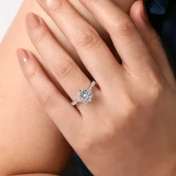 Clearance Gabriel & Co. Idalia - Platinum Fancy Halo Round Diamond Engagement Ring