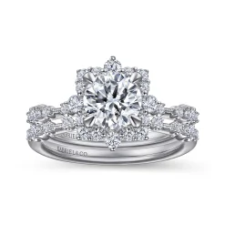 Clearance Gabriel & Co. Idalia - Platinum Fancy Halo Round Diamond Engagement Ring