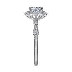 Clearance Gabriel & Co. Idalia - Platinum Fancy Halo Round Diamond Engagement Ring