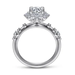 Clearance Gabriel & Co. Idalia - Platinum Fancy Halo Round Diamond Engagement Ring