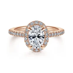 Best Gabriel & Co. Idina - 14K Rose Gold Oval Halo Diamond Engagement Ring