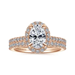 Best Gabriel & Co. Idina - 14K Rose Gold Oval Halo Diamond Engagement Ring