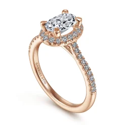 Best Gabriel & Co. Idina - 14K Rose Gold Oval Halo Diamond Engagement Ring