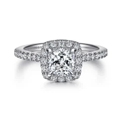 Discount Gabriel & Co. Idina - 14K White Gold Cushion Halo Diamond Engagement Ring