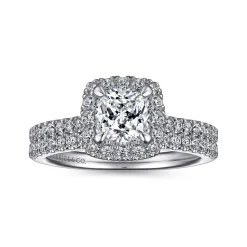 Discount Gabriel & Co. Idina - 14K White Gold Cushion Halo Diamond Engagement Ring