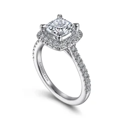 Hot Gabriel & Co. Idina - 14K White Gold Cushion Halo Diamond Engagement Ring
