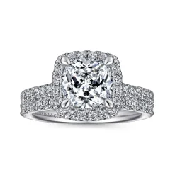 Hot Gabriel & Co. Idina - 14K White Gold Cushion Halo Diamond Engagement Ring
