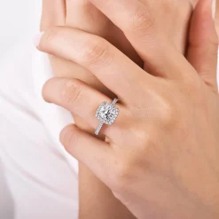 Hot Gabriel & Co. Idina - 14K White Gold Cushion Halo Diamond Engagement Ring