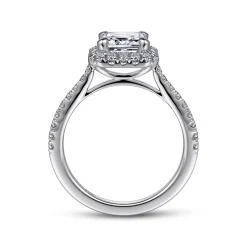Sale Gabriel & Co. Idina - 14K White Gold Halo Emerald Cut Diamond Engagement Ring