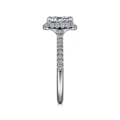 Sale Gabriel & Co. Idina - 14K White Gold Halo Emerald Cut Diamond Engagement Ring