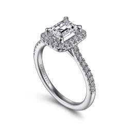 Sale Gabriel & Co. Idina - 14K White Gold Halo Emerald Cut Diamond Engagement Ring