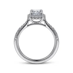 Gabriel & Co. Idina - 14K White Gold Halo Rectangular Radiant Cut Diamond Engagement Ring