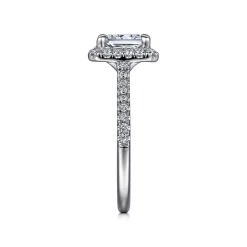 Gabriel & Co. Idina - 14K White Gold Halo Rectangular Radiant Cut Diamond Engagement Ring