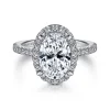 New Gabriel & Co. Idina - 14K White Gold Oval Halo Diamond Engagement Ring