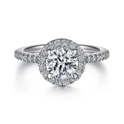 Hot Gabriel & Co. Idina - 14K White Gold Round Halo Diamond Engagement Ring