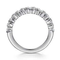 Sale Gabriel & Co. Ilana - 14K White Gold Beads Setting Baguette and Round Diamond Anniversary Band - 0.4 ct