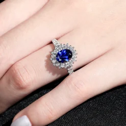 Clearance Gabriel & Co. Imani - 14K White Gold Oval Halo Sapphire and Diamond Engagement Ring