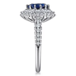 Clearance Gabriel & Co. Imani - 14K White Gold Oval Halo Sapphire and Diamond Engagement Ring